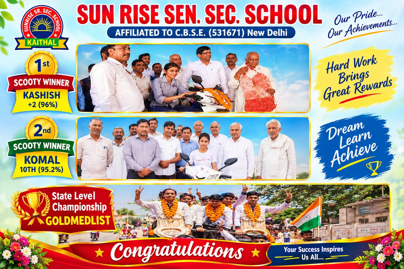 Our pride: scooty winners and state gold medallists