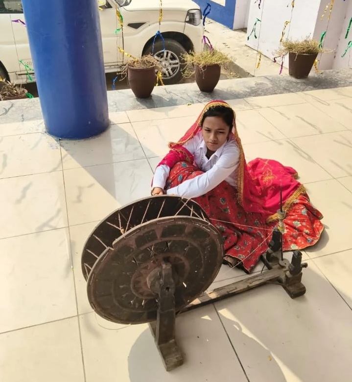 Heritage display with a traditional charkha