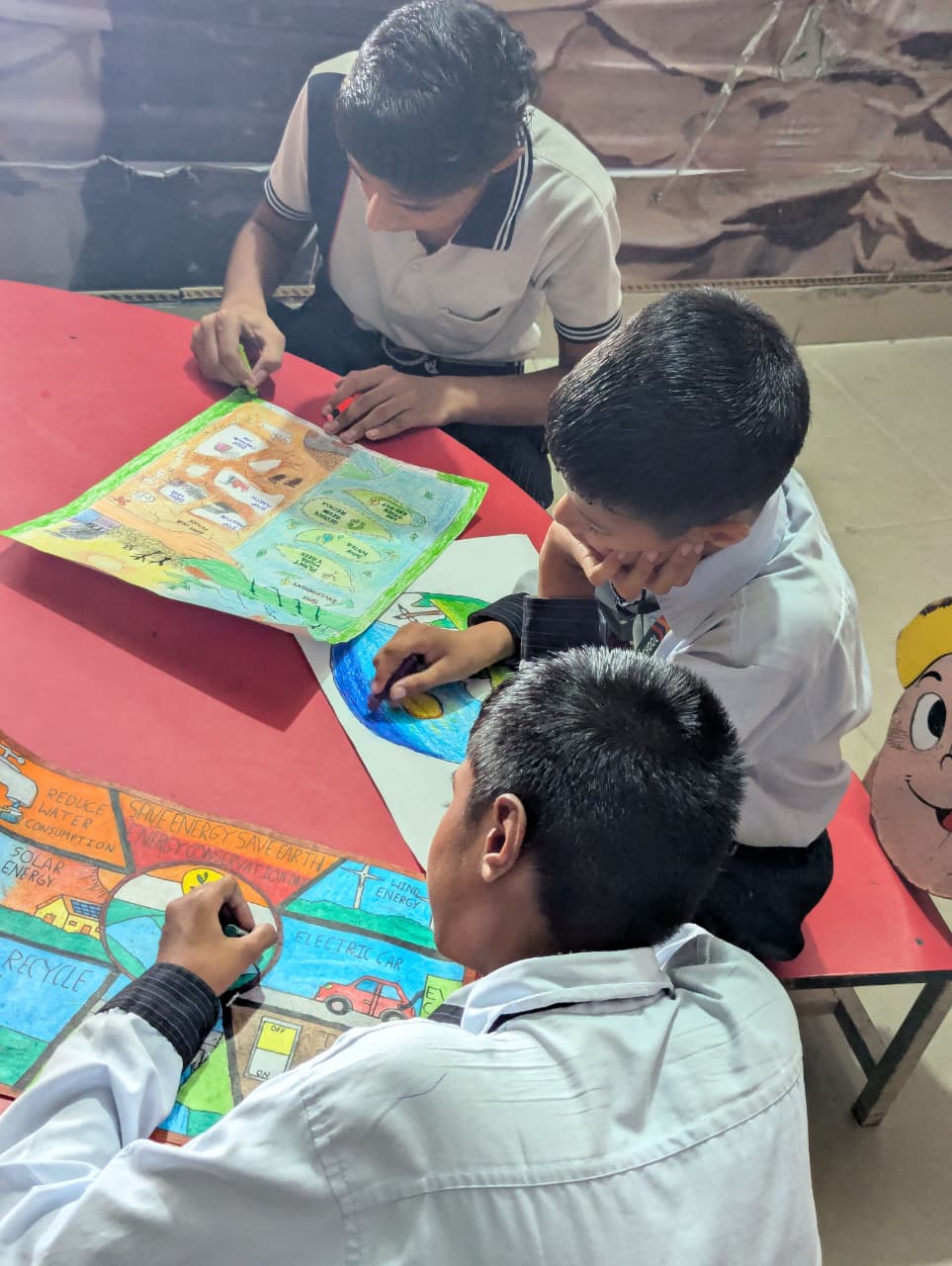 Boys and girls at the poster competition