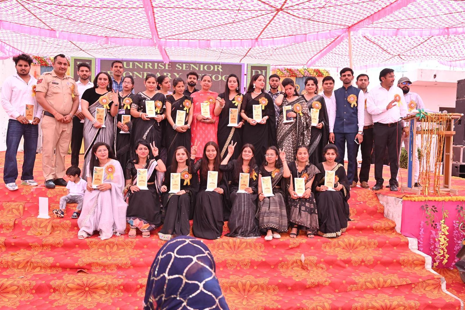 Teachers of Sun Rise Sr. Sec. School on stage